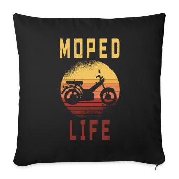 Moped Life Vintage Mokick Moped Moped Driver Gift - Sofa pillowcase 17,3'' x 17,3'' (45 x 45 cm) - black - Front