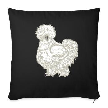 Poulet de soie dessin - Housse de coussin décorative 45 x 45 cm - noir - Devant