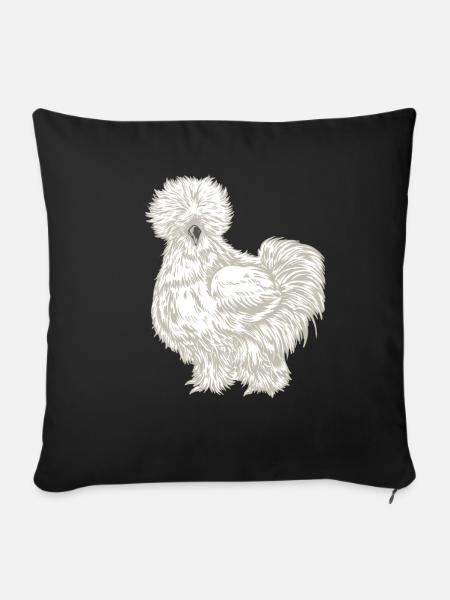 Seidenhuhn Zeichnung - Sofakissenbezug 45 x 45 cm - Schwarz
