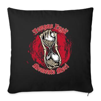 Sablier avec des crânes - Tempus Fugit Memento Mori - Housse de coussin décorative 45 x 45 cm - noir - Devant