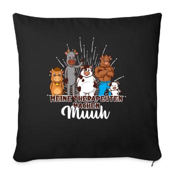 Meine Therapeuten machen Muh - Comic Kühe - Sofakissenbezug 45 x 45 cm - Schwarz - Vorne