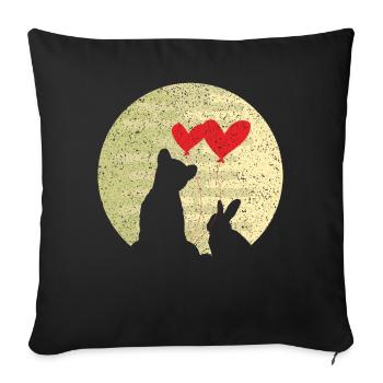 Niedliches Häschen-Bärn-Liebe Ring Ehe Beziehung - Sofakissenbezug 45 x 45 cm - Schwarz - Vorne