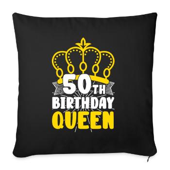 50th Anniversaire de la Reine Reine Couronne Rond anniversaire - Housse de coussin décorative 45 x 45 cm - noir - Devant