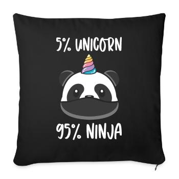 Licorne ninja guerrier licornes panda ours panda - Housse de coussin décorative 45 x 45 cm - noir - Devant