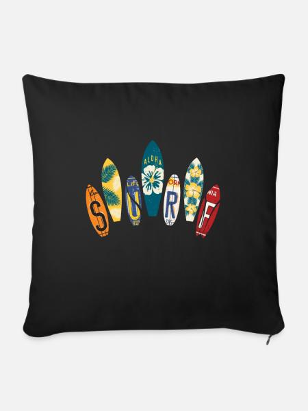 Surfbrett Arten Surfing Surfbrett Sport - Sofakissenbezug 45 x 45 cm - Schwarz