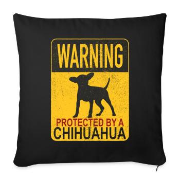 Attention Protégez Chihuahua Chiwawa chien de compagnie - Housse de coussin décorative 45 x 45 cm - noir - Devant