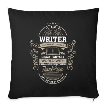 Author book writer crazy fantasy world - Sofa pillowcase 17,3'' x 17,3'' (45 x 45 cm) - black - Front