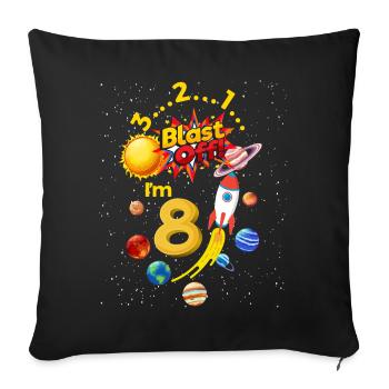 Eighth Birthday Blast Off 8 Astronaut Rocket - Sofa pillowcase 17,3'' x 17,3'' (45 x 45 cm) - black - Front