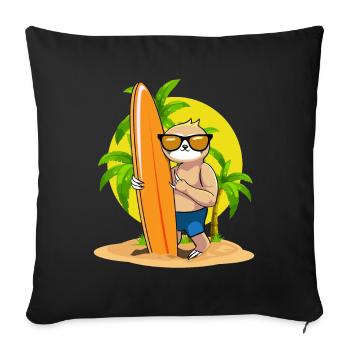 Surfing Sloth Kawaii Beach Surfer Aesthetic Surf - Sofa pillowcase 17,3'' x 17,3'' (45 x 45 cm) - black - Front