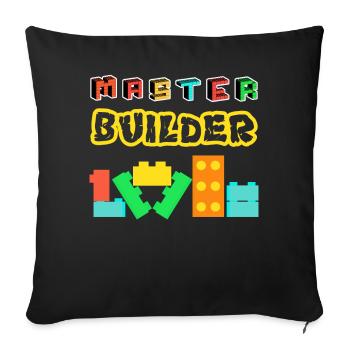 Master Builder Building Bricks Blocks Pieces - Sofa pillowcase 17,3'' x 17,3'' (45 x 45 cm) - black - Front
