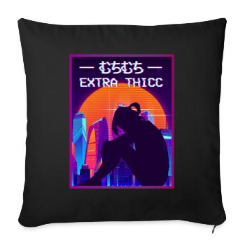 Extra Thicc Sad Anime Girl Tokyo Streetwear Lofi - Housse de coussin décorative 45 x 45 cm - noir - Devant