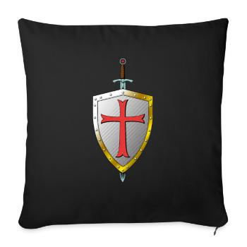 Templar Shield and Sword - Knights Templar - Sofa pillowcase 17,3'' x 17,3'' (45 x 45 cm) - black - Front