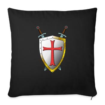 Templer Bouclier et Épées - Templiers - Housse de coussin décorative 45 x 45 cm - noir - Devant