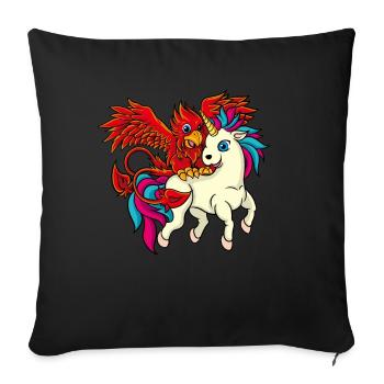Les meilleurs amis - Licorne et Phoenix - Housse de coussin décorative 45 x 45 cm - noir - Devant