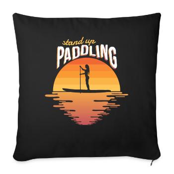 Stand Up Paddling Sunset SUP Paddel Board Boarding - Housse de coussin décorative 45 x 45 cm - noir - Devant