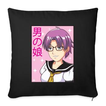 Trangender Anime Boy Femboy Aesthetic LGBTQ Gay - Sofa pillowcase 17,3'' x 17,3'' (45 x 45 cm) - black - Front