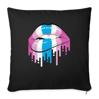 Lip Bite Femboy Wimp LGBTQ Pride Lips - Sofa pillowcase 17,3'' x 17,3'' (45 x 45 cm) - black - Front