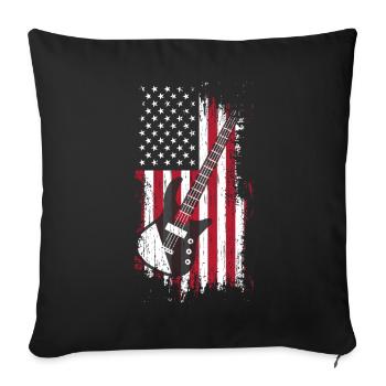 Guitare Drapeau américain USA Vintage Musique - Housse de coussin décorative 45 x 45 cm - noir - Devant