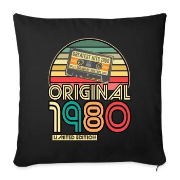 Cassette Tape Retro Vintage 1980 born Year 1980 - Sofa pillowcase 17,3'' x 17,3'' (45 x 45 cm) - black - Front