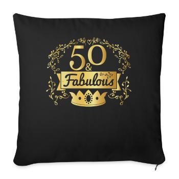 50 & Fabulous Crown King Birthday Vintage - Sofa pillowcase 17,3'' x 17,3'' (45 x 45 cm) - black - Front