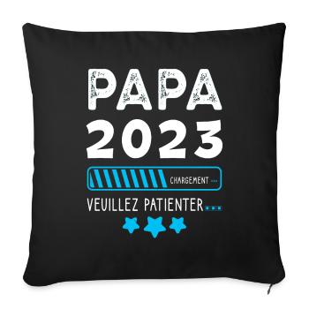Papa 2023 - Cadeau Future Pére . - Housse de coussin décorative 45 x 45 cm - noir - Devant
