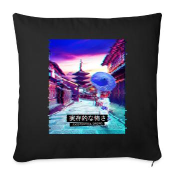 Vaporwave Japanese Streetwear Tokyo Temple Lofi - Housse de coussin décorative 45 x 45 cm - noir - Devant