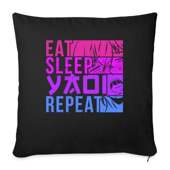 Eat Sleep Yaoi Repeat Fujoshi Anime Boy Gay Manga - Sofa pillowcase 17,3'' x 17,3'' (45 x 45 cm) - black - Front