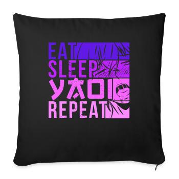 Eat Sleep Yaoi Repeat Fujoshi Anime Boy Gay Manga - Sofa pillowcase 17,3'' x 17,3'' (45 x 45 cm) - black - Front