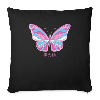 Femboy Butterfly Japanese Gay Pride LGBT Aesthetic - Sofa pillowcase 17,3'' x 17,3'' (45 x 45 cm) - black - Front