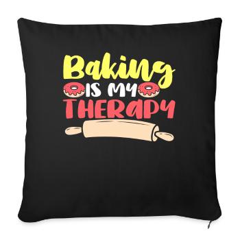 Baking Therapy Backen Backliebhaber Donuts - Sofakissenbezug 45 x 45 cm - Schwarz - Vorne