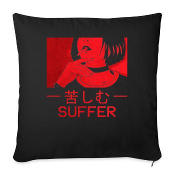 Suffer Goth Anime Girl Waifu Japanese Manga Gothic - Sofakissenbezug 45 x 45 cm - Schwarz - Vorne
