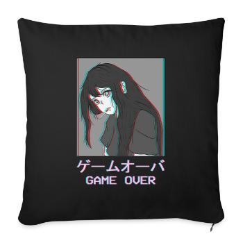 Game Over Manga anime Girl Waifu Vaporwave Otaku - Sofakissenbezug 45 x 45 cm - Schwarz - Vorne