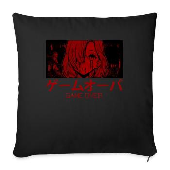 Game Over Japanese Manga Anime Girl Waifu Otaku - Housse de coussin décorative 45 x 45 cm - noir - Devant