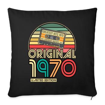 Cassette Tape Retro Vintage 1970 born Year 1970 - Sofa pillowcase 17,3'' x 17,3'' (45 x 45 cm) - black - Front