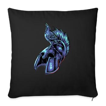 Crow on helmet of a Spartan - Sofa pillowcase 17,3'' x 17,3'' (45 x 45 cm) - black - Front