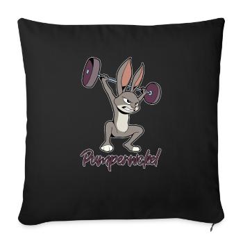 Starker Hase macht Gewichtheben - Pumpernickel - Sofakissenbezug 45 x 45 cm - Schwarz - Vorne