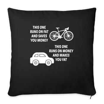Fahrrad Auto Geld Sparen Fahrradfahren Radfahrer - Sofakissenbezug 45 x 45 cm - Schwarz - Vorne
