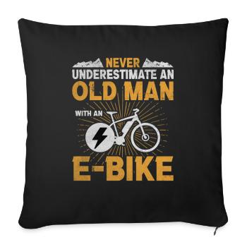 Old Man E-Bike Old Men Cycling Bike Ride - Sofa pillowcase 17,3'' x 17,3'' (45 x 45 cm) - black - Front