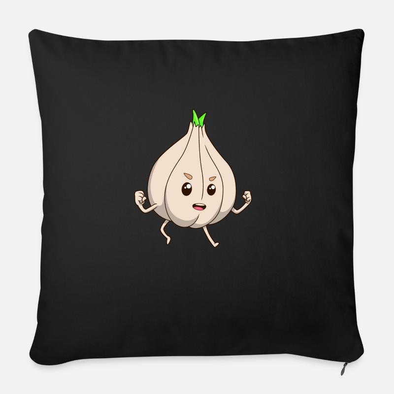 Comic Knoblauch - Sofakissenbezug 45 x 45 cm - Schwarz