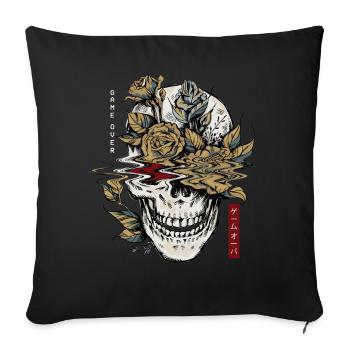 Edgy Schädel and Flowers Game Over Goth Vaporwave - Sofakissenbezug 45 x 45 cm - Schwarz - Vorne