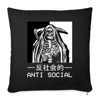 Skelett Sensenmann Antisocial Todesengel - Sofakissenbezug 45 x 45 cm - Schwarz - Vorne