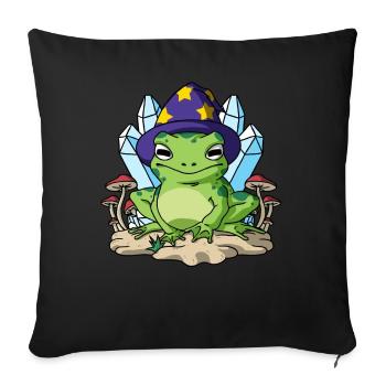 Cottagecore Aesthetic Frog Wizard Hat Mushroom - Sofa pillowcase 17,3'' x 17,3'' (45 x 45 cm) - black - Front