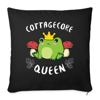 Cottagecore Aesthetic Kawaii Frog Goblincore - Sofa pillowcase 17,3'' x 17,3'' (45 x 45 cm) - black - Front