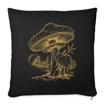 Cottagecore Aesthetic Mushroom Jellyfish Mycology - Sofa pillowcase 17,3'' x 17,3'' (45 x 45 cm) - black - Front