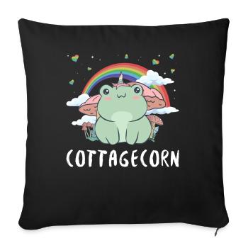 Cottagecore Aesthetic Kawaii Grenouille Unicorn - Housse de coussin décorative 45 x 45 cm - noir - Devant