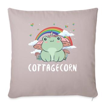 Cottagecore Aesthetic Kawaii Grenouille Unicorn - Housse de coussin décorative 45 x 45 cm - taupe clair - Devant
