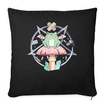 Cottagecore Esthétique Pastel Goth Frog Pentagram - Housse de coussin décorative 45 x 45 cm - noir - Devant