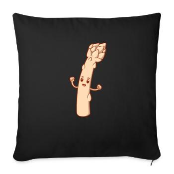 Bande dessinée Asperges - Housse de coussin décorative 45 x 45 cm - noir - Devant