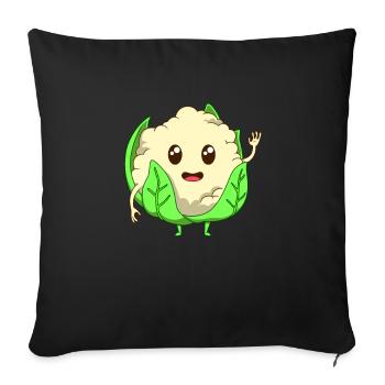Comic Blumenkohl - Sofakissenbezug 45 x 45 cm - Schwarz - Vorne