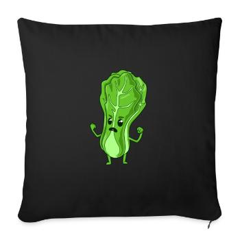 Bande dessinée tête de salade - Housse de coussin décorative 45 x 45 cm - noir - Devant